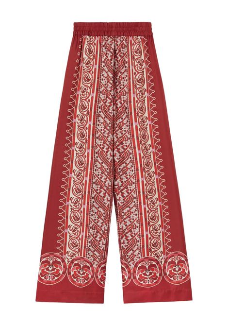 Pantaloni in seta a palazzo multicolore La double j - donna LA DOUBLE J | TRO0026SIL006COB01RE01